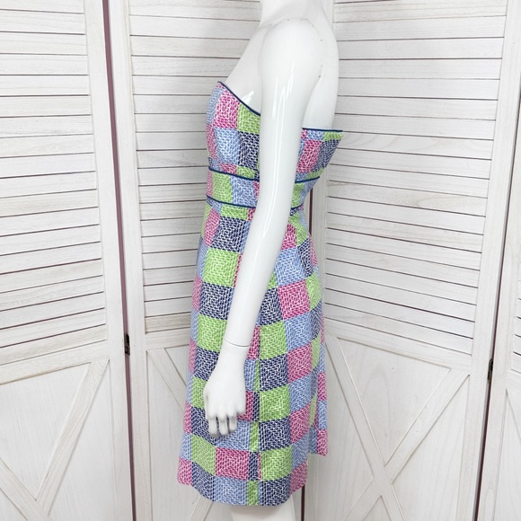 Vineyard Vines Aurora Whale Patchwork Print Strapless Tube Sheath‎ Dress 2 - Picture 2 of 11